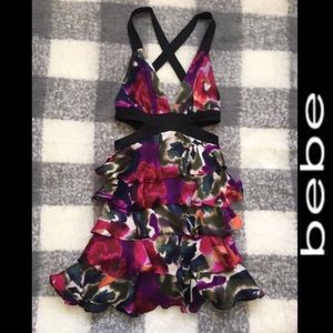Bebe Cutout Flirty Tiered Dress